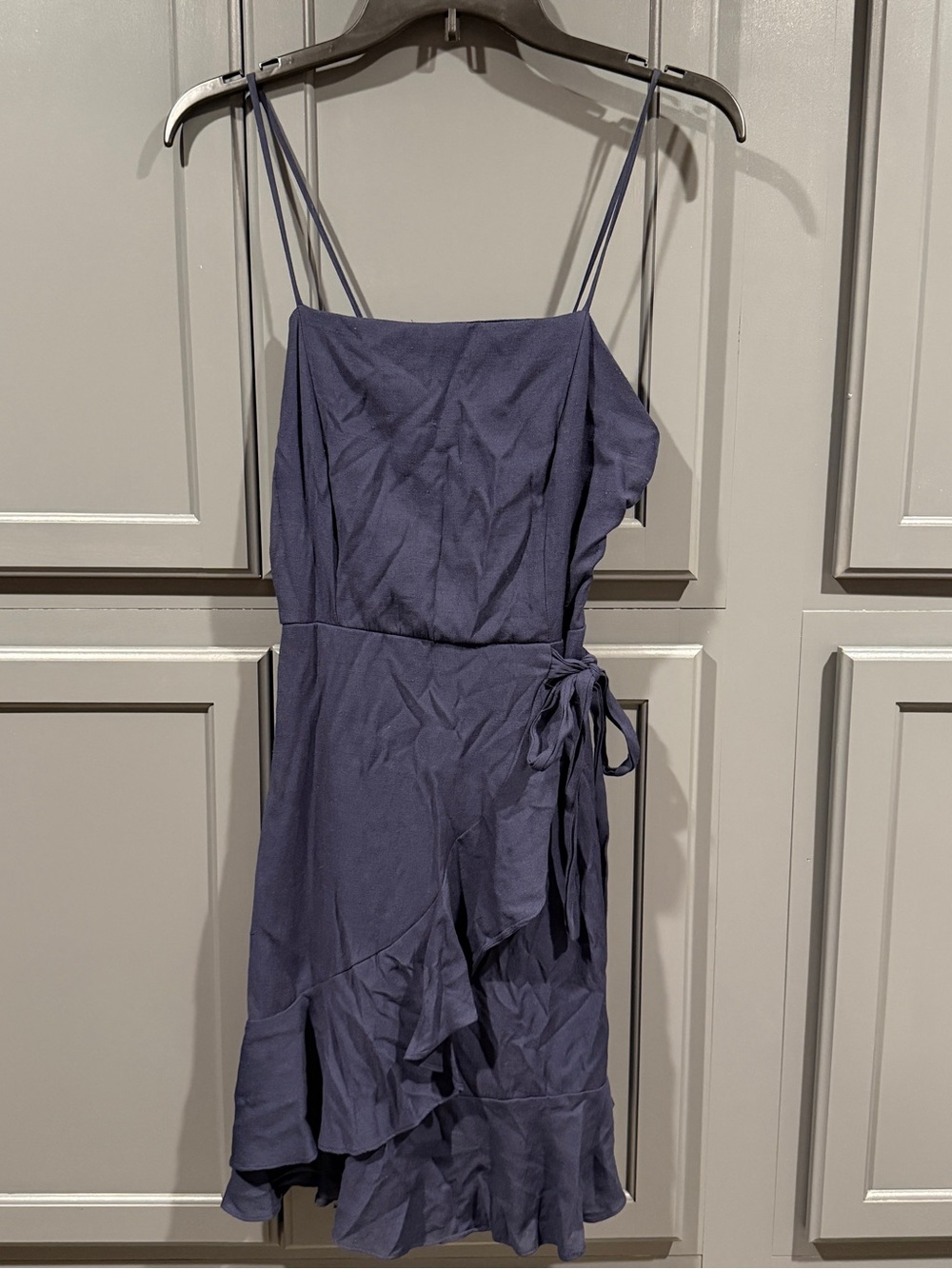 Altar’d State Women’s Navy Ruffle Wrap Midi Dress